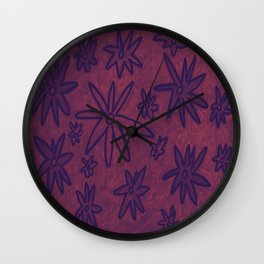 Abstract Flowers in Cherry Wall Clock