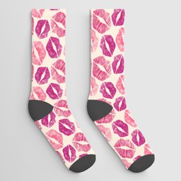 Pattern Lips in Pink Lipstick Socks