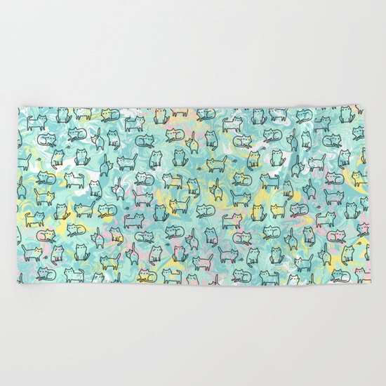 Marble Kitty Cats Beach Towel