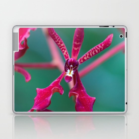 Exotic Red Orchid In Green Laptop & iPad Skin