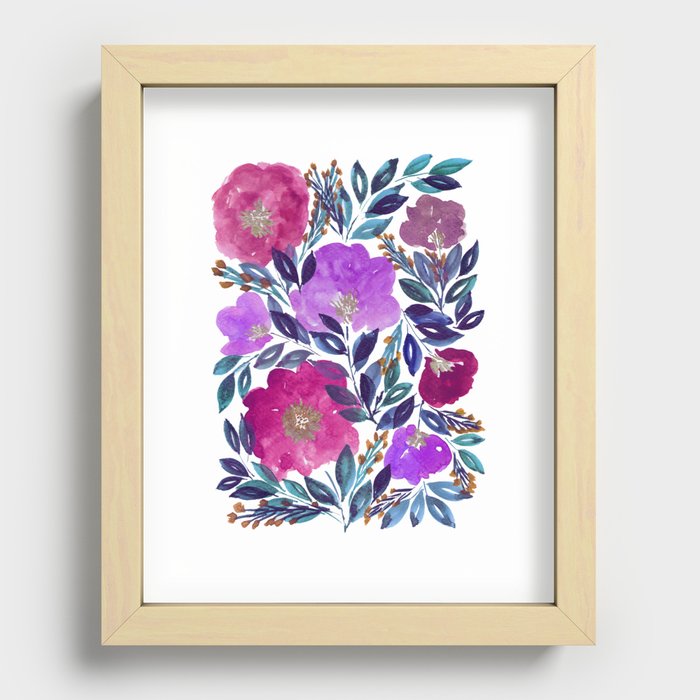 hand painted flowers_2 Recessed Framed Print