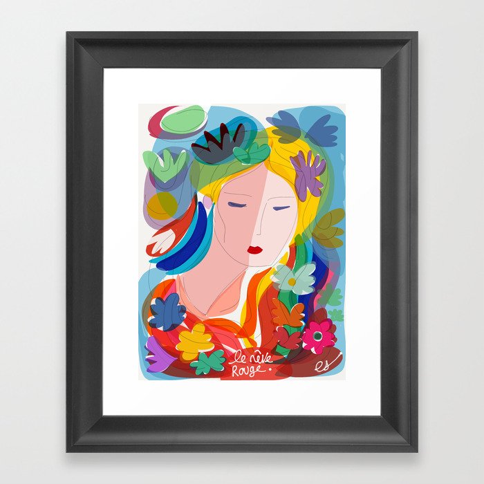 Le Rêve Rouge The Red Dream Poetic Portrait French Art Framed Art Print
