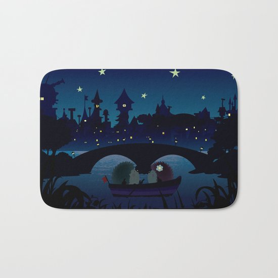Hedgehogs in the night Bath Mat