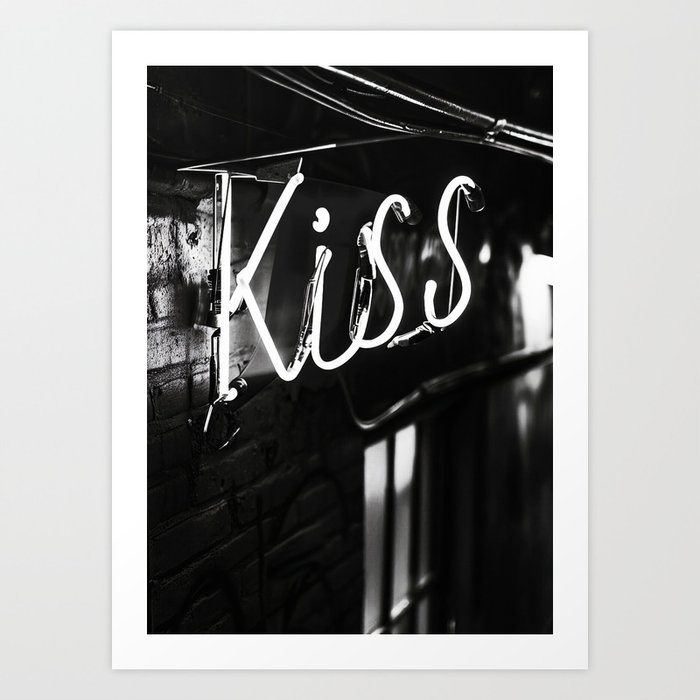 Kiss Neon Lights Art Print