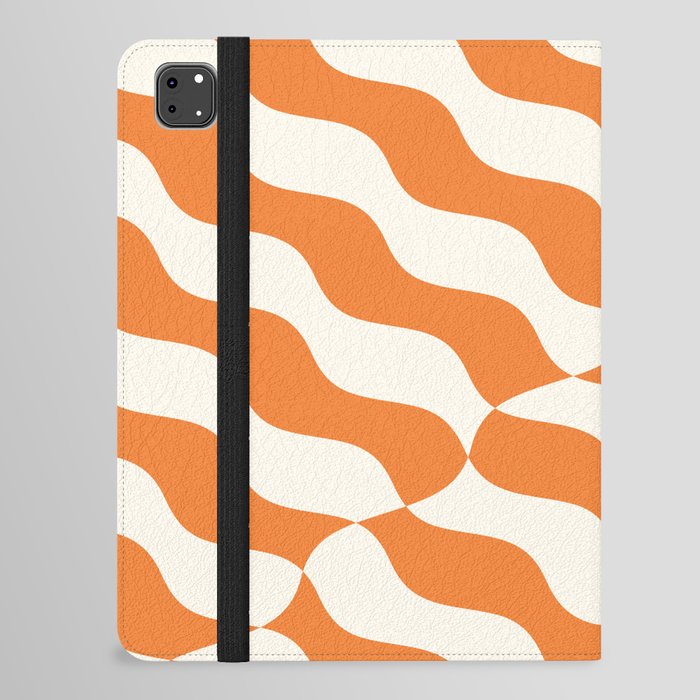 Retro Wavy Abstract Swirl Pattern in Orange iPad Folio Case