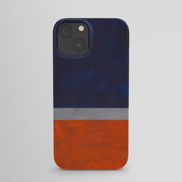 Minimalist Mid Century Rothko Color Field Navy Blue Dark Orange Grey Accent Square Color Block iPhone Case