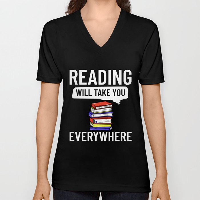 Reader Book Reading Bookworm Librarian V Neck T Shirt