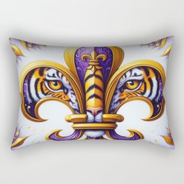 Purple and Gold Fleur De Lis Tiger Rectangular Pillow