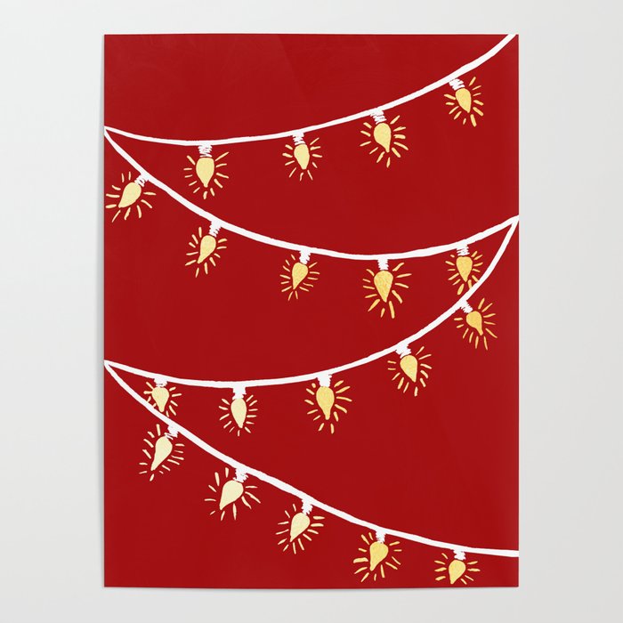 Red and gold Christmas lights Poster