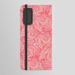 Cute Bed of Pink Roses Pattern Android Wallet Case