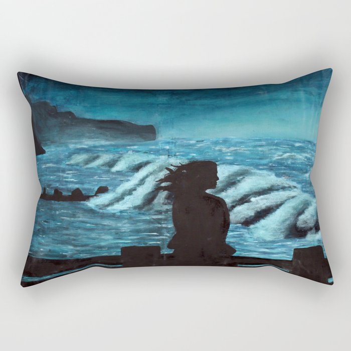 silhouette of the sea Rectangular Pillow