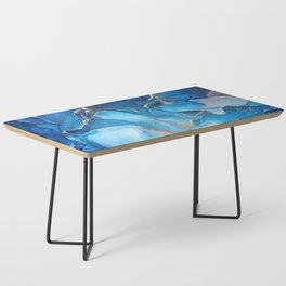 Deep Cerulean + Azure Abstract Ripples Coffee Table
