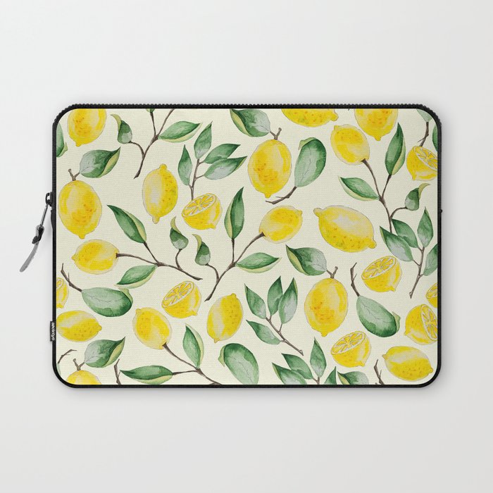 Watercolor Lemon Pattern Laptop Sleeve