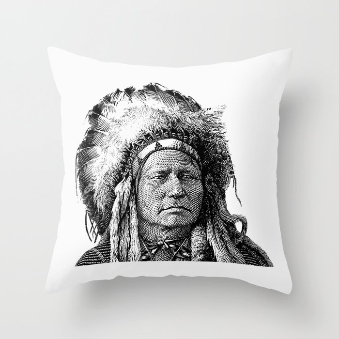 Chief Running Antelope Native American History Throw Pillow By Warishellstore Society6