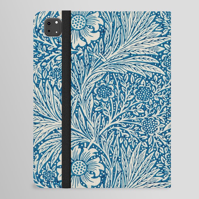 William Morris Blue Marigold floral textile pattern 19th century print for duvet, pillow, curtain, and home and wall decor iPad Folio Case