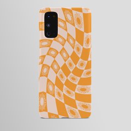Abstract Sun Checker Pattern 2 in Orange Pink Android Case