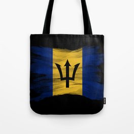 Barbados flag brush stroke, national flag Tote Bag
