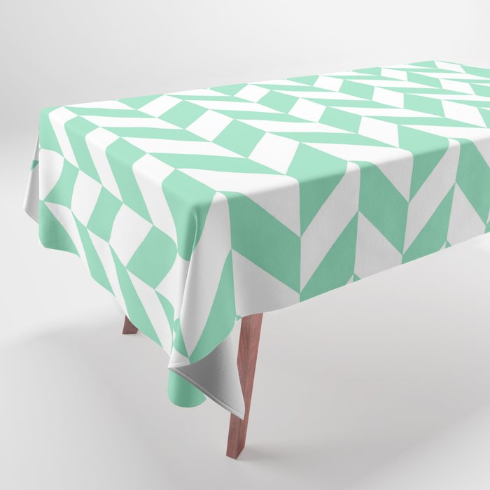 Herringbone (Mint & White Pattern) Tablecloth