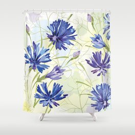 Wild Blue Cornflower Shower Curtain