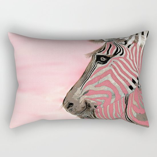 Zebra Pink and White Rectangular Pillow