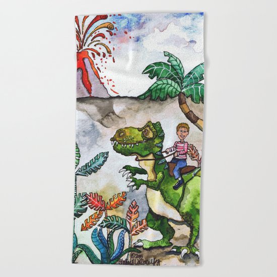 Dinosaur Rider Beach Towel