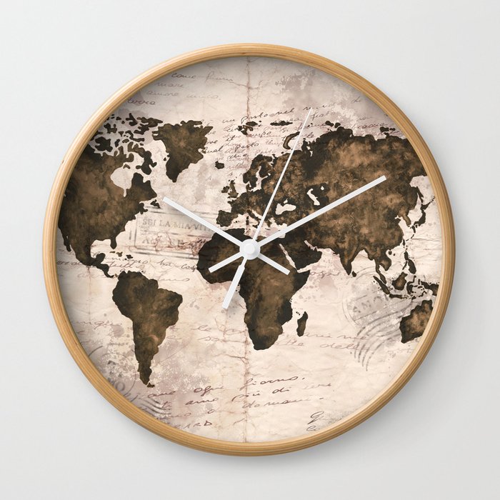 Coffee World Map Wall Clock