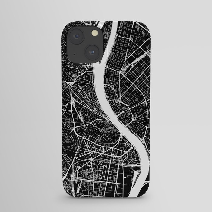 Budapest, Hungary, City Map - Black iPhone Case