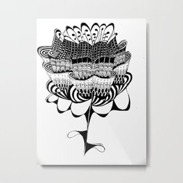 Exotic Flower Metal Print | Black and White, Illustration 
