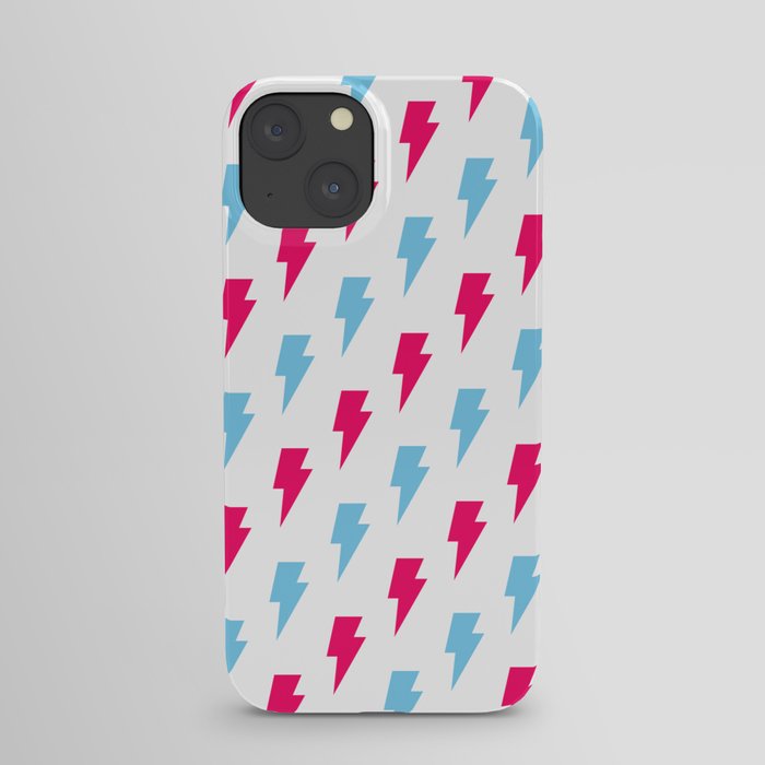 Lightning Bolt pattern - blue and pink iPhone Case