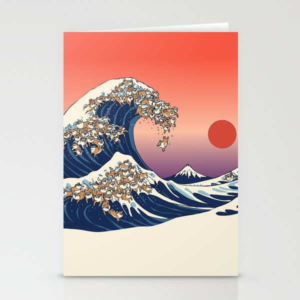 The Great Wave of Shiba Inu Stationery Cards