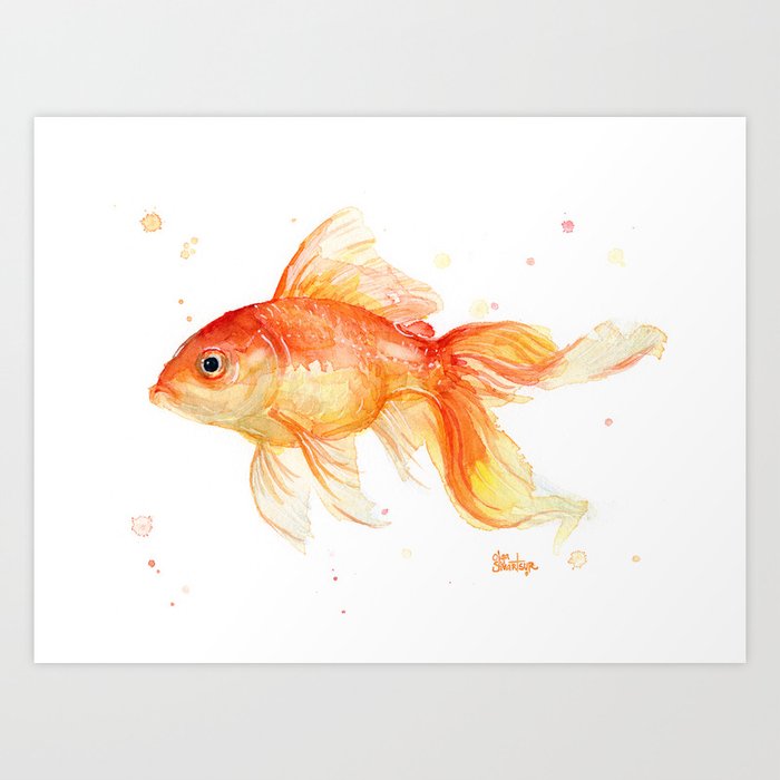 Goldfish Watercolor Fish Art Print