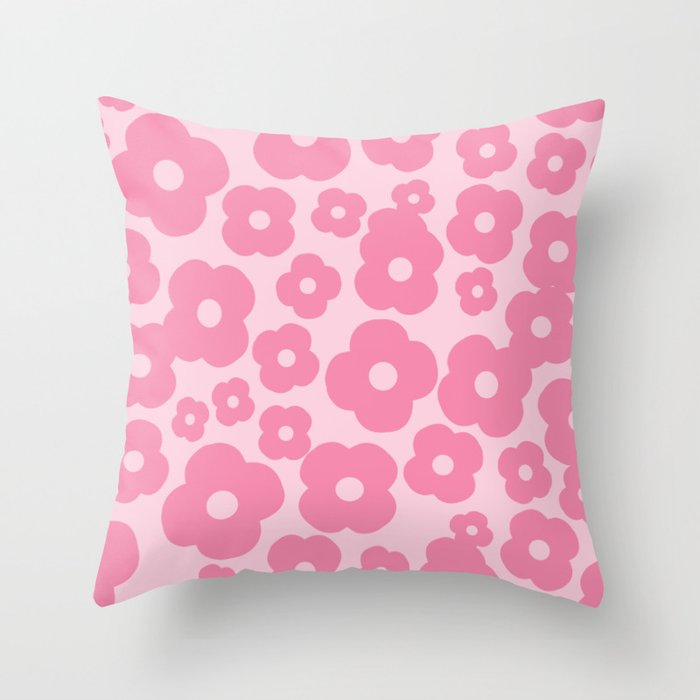 wild flowers pink pattern Throw Pillow