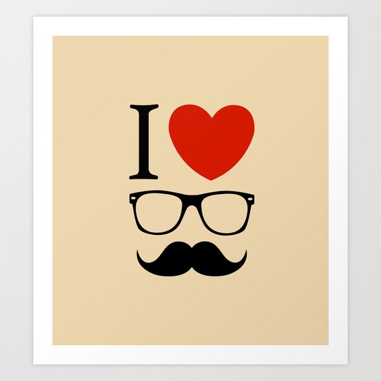 I love glasses and mustaches Art Print