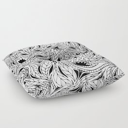 Abstcract black-and-white flowers Floor Pillow