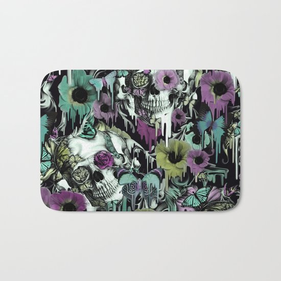 Mrs. Sandman, melting rose skull pattern Bath Mat