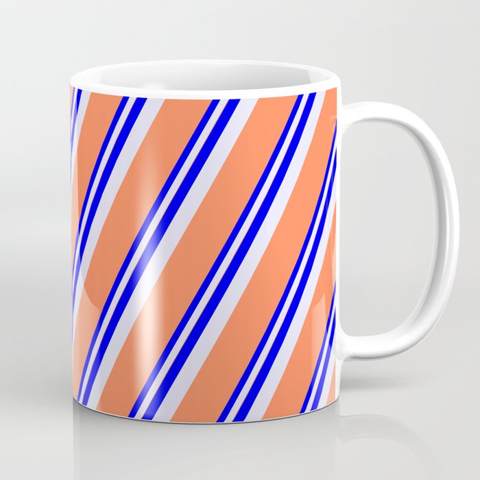Blue, Lavender & Coral Colored Lines/Stripes Pattern Coffee Mug