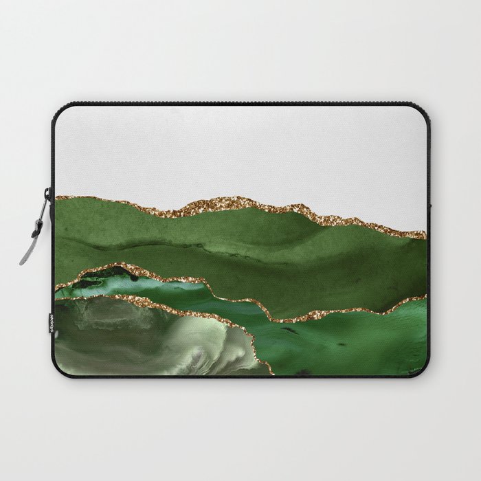 Beautiful Emerald And Gold Marble Design Laptop Sleeve