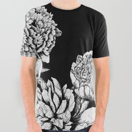 FLOWERS IN BLACK AND WHITE All Over Graphic Tee