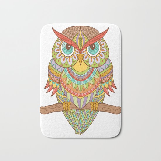 Hand drawn owl Bath Mat