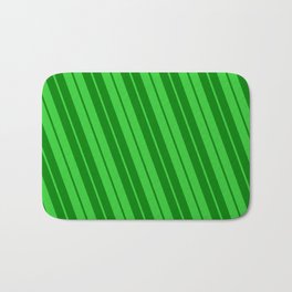 [ Thumbnail: Lime Green and Green Colored Pattern of Stripes Bath Mat ]