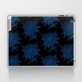 Elegant Flowers Floral Nature Black Blue Laptop Skin
