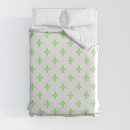 Fleur-de-Lis (Light Green & White Pattern) Duvet Cover