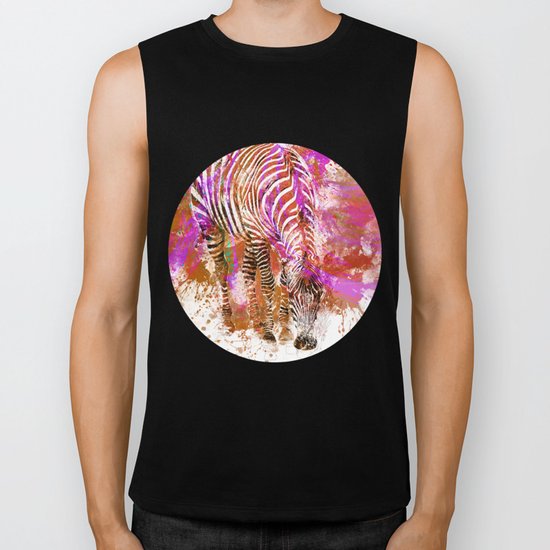 Crazy Zebra paint splatter artwork Biker Tank
