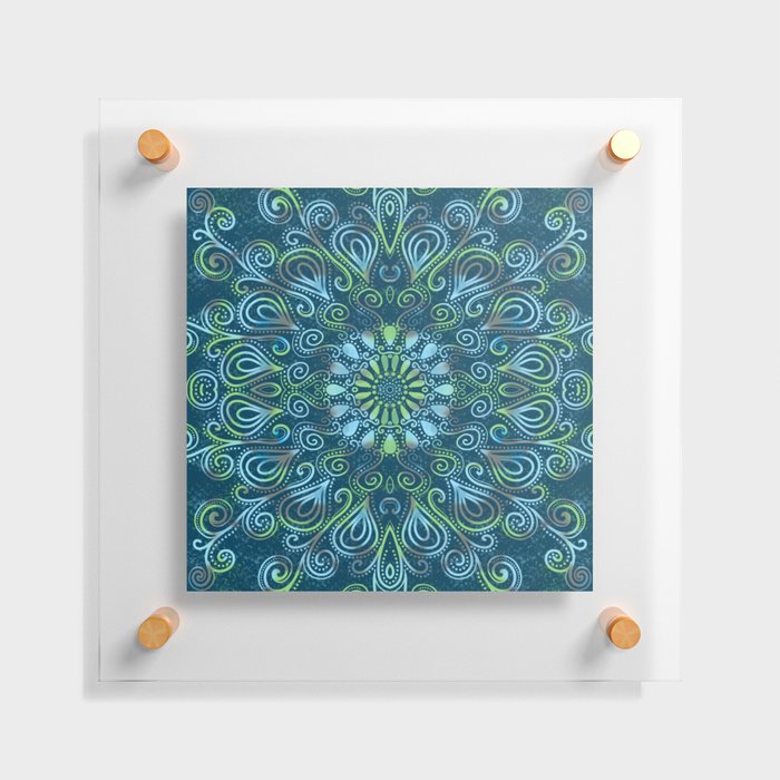 Dreamy Blue Green Mandala Floating Acrylic Print