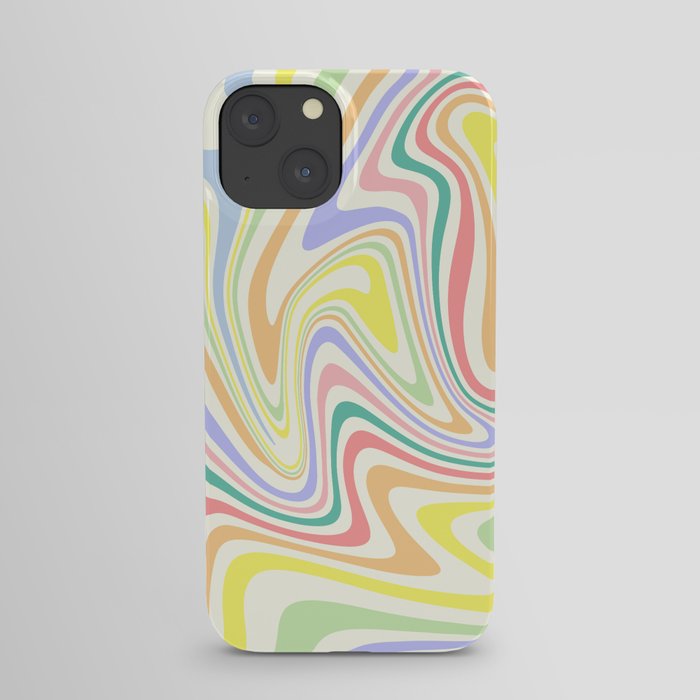 Pastel Rainbow Distorted Lines iPhone Case