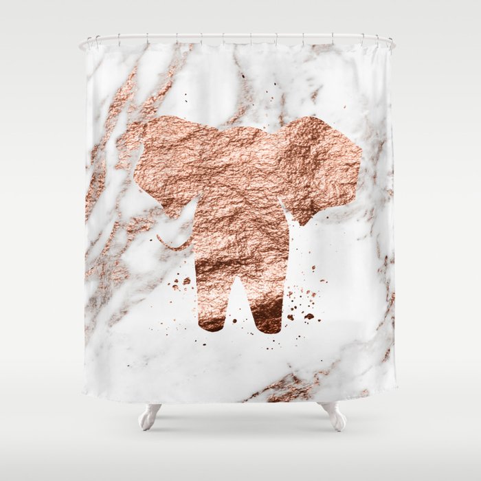 Elephant - rose gold marble Shower Curtain