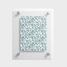 Teal Blue Eastern Floral Pattern Floating Acrylic Print