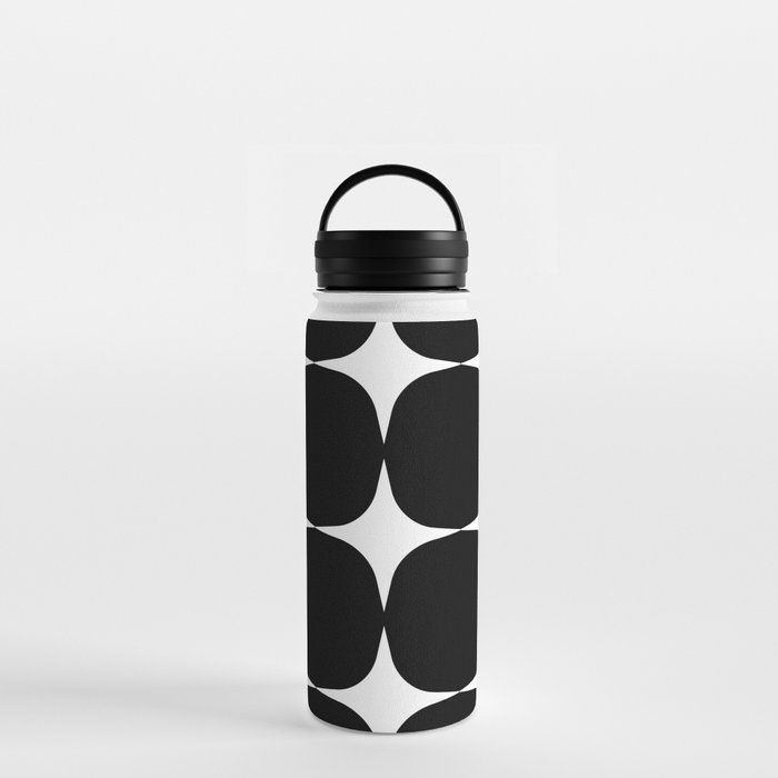Retro '50s Shapes in Black and White Water Bottle