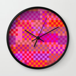 Cheerful Checks // Sunset Pink Wall Clock