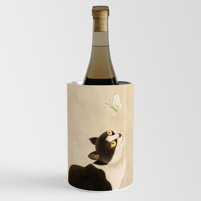 Minhwa: cat & butterfly (Korean traditional/folk art) Wine Chiller